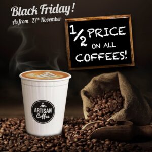 50% off on all beverages (coffee based)